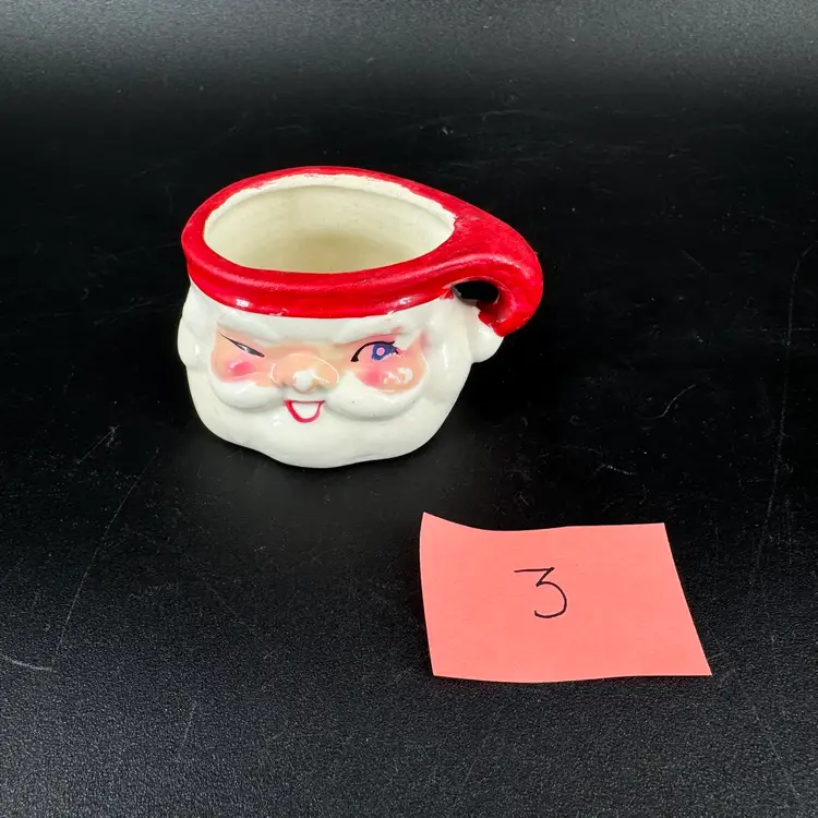 Little Ceramic Winking Santa Mug 1.5” #3