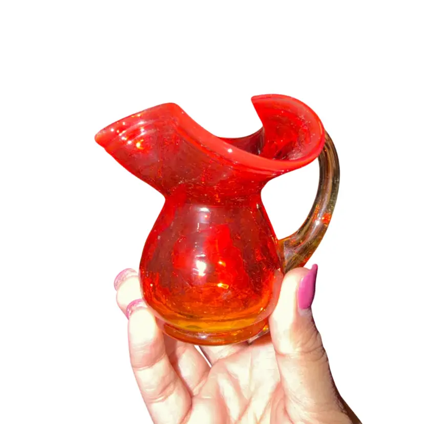 Vintage Amberina Crackle Glass Creamer