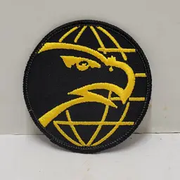 RAPTOR GOLD HAWK WORLD EMBROIDERED CLOTH SEW ON PATCH LOGO SIGN 3" ROUND BIRD