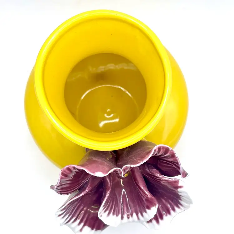 Applied Flower Anthropology Vase Yellow & Purple 4.25”
