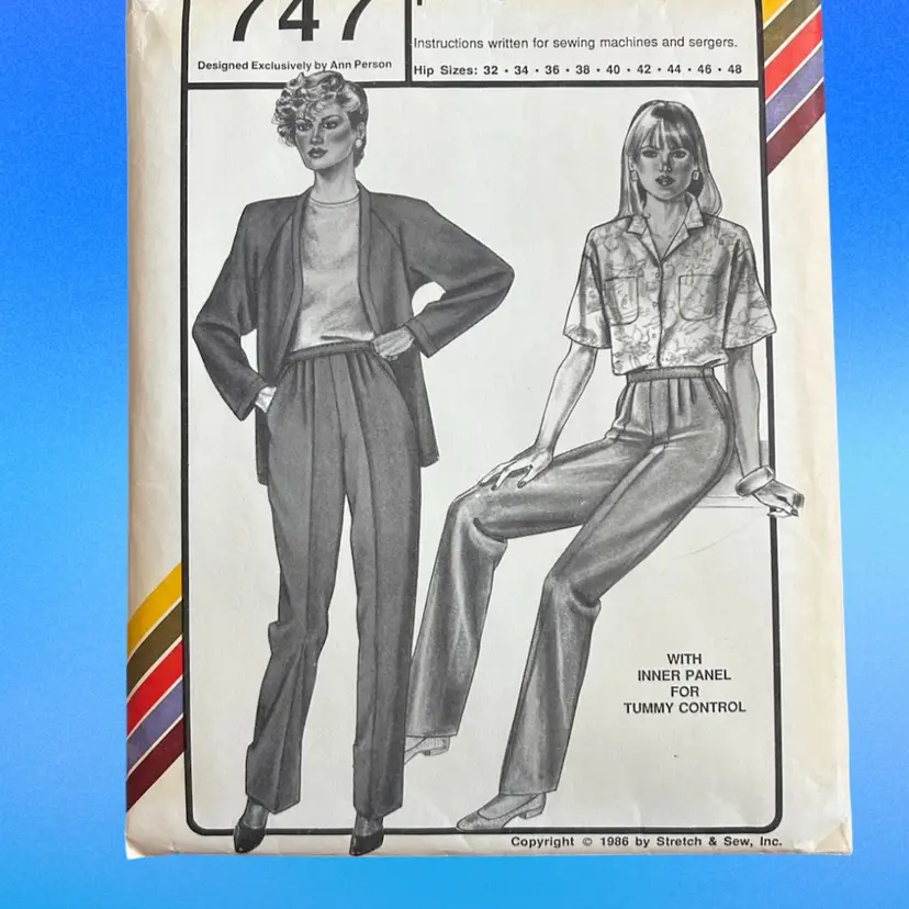 Vtg Stretch & Sew Pattern 747 Smooth-fit Pants Uncut FF 1986