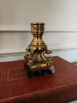 Mid Century Koi Fish Brass/Marble Candle Holder