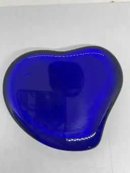 Vintage Elsa Peretti For Tiffany & Co Cobalt Blue Heart Paperweight