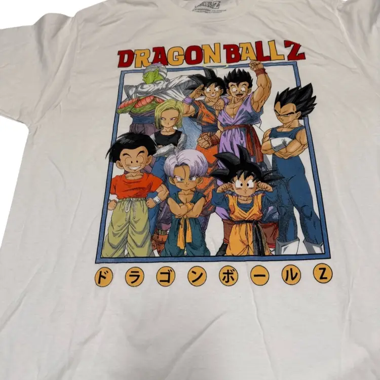 Dragon Ball Z Kanji Characters Graphic Print White Men’s T-Shirt - M NWOT
