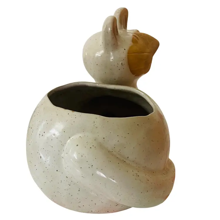 VTG 9” H x 11” W David Stewart Cat Planter 1960s Lions Valley Pottery Midcentury Modern