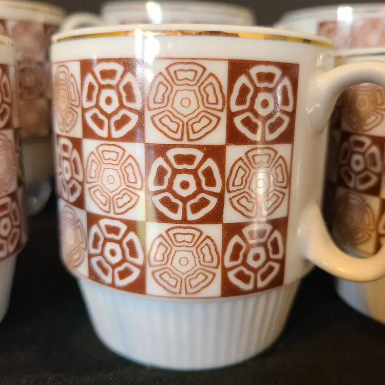 MCM Vintage Set of 6 Stackable Porcelain Mugs