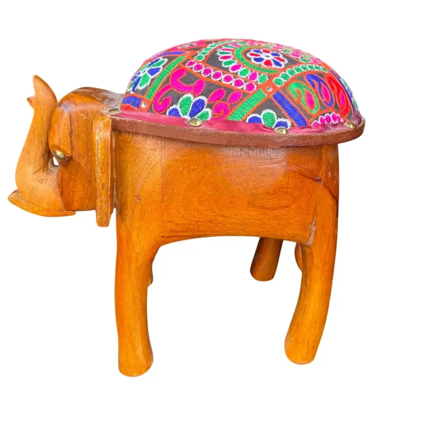 wooden elephant stool is a traditional piece of art from Rajasthan, India