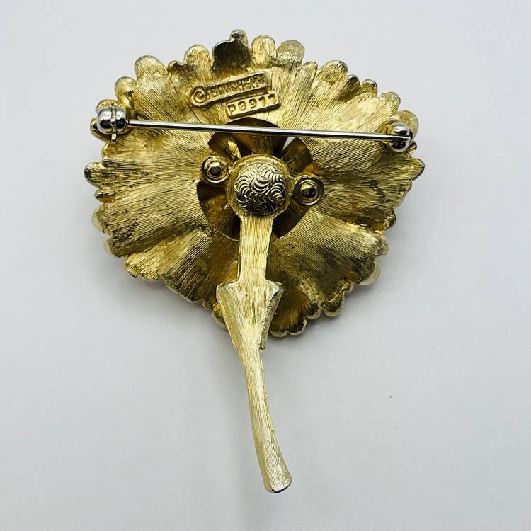 Signed Marcel Boucher Vintage Gold Tone Flower Brooch P8911