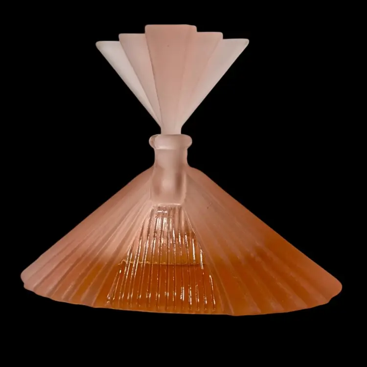 Vintage Silvestri Pink Frosted Glass Art Deco Perfume Bottle Hollywood Regency