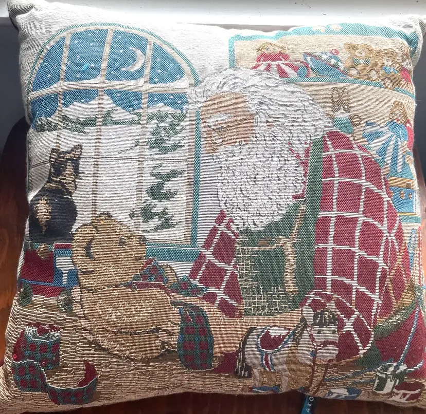 Dakota Tapestry Throw Pillow. 17” Square Christmas Holiday
