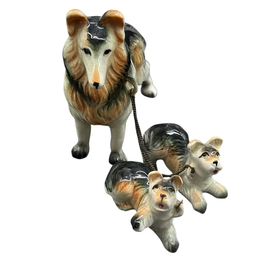 Vintage Collie Doggy Family