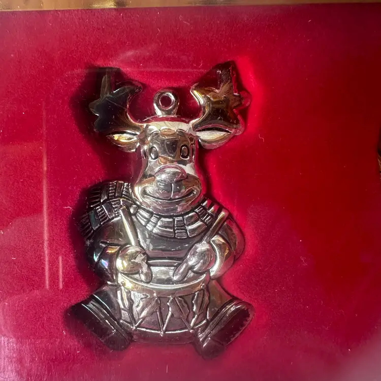 NIB Gorham 1831 Silverplate Reindeer Christmas Ornaments Set of 3