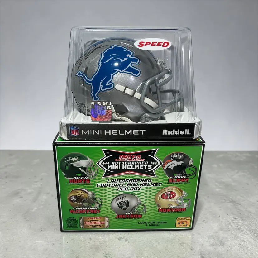 Tristar Hidden Treasures Autographed Mini Football Helmet NFL D'Andre Swift