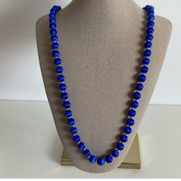 Stunning Vintage Blue Silk Thread Beaded Necklace