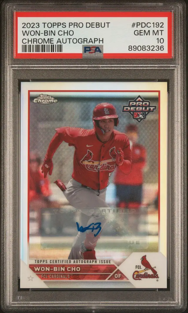 Won-Bin Cho Pro Debut Refractor Auto /99 PSA 10 (Pop 1) St. Louis Cardinals