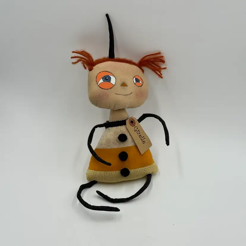 Dana Engemann Candy Corn Kids Gizelle Whimsical Folk Art Halloween Cloth Doll