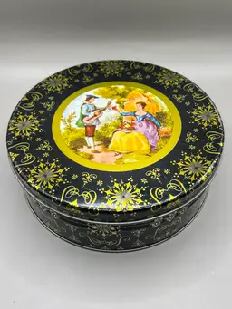 Vintage Tin With Victorian Couple 8”