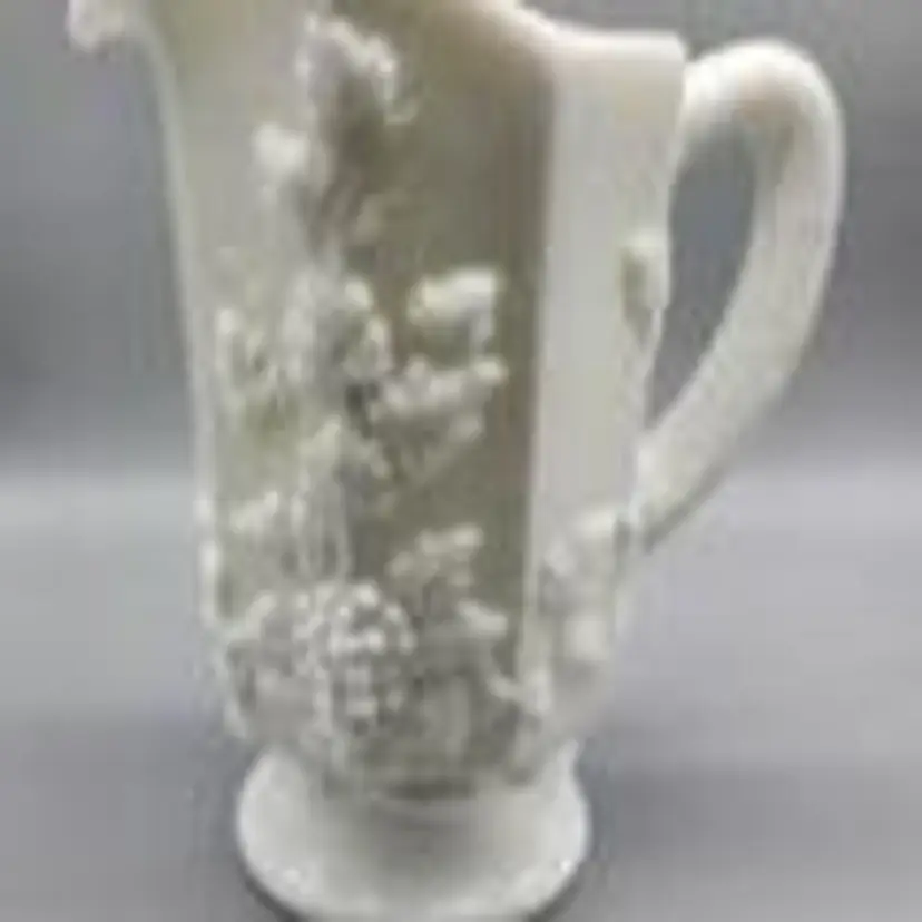 Vintage Westmoreland Heavy Milk Glass Grapes and Leaves White Pitcher NWOT