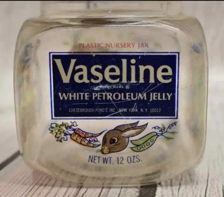 Vintage 1967 Vaseline Petroleum Jelly Plastic Nursery Jar Empty..Peter Rabbit