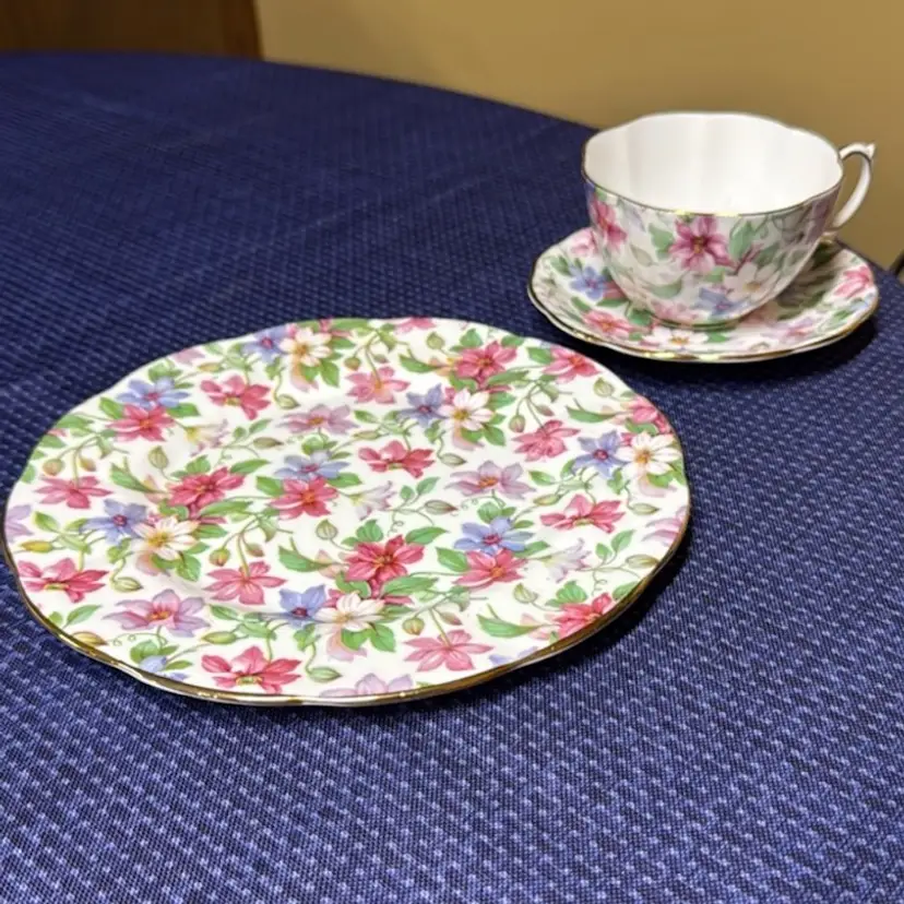Royal Albert Bone China Summer Glory Floral Teacup/Saucer and snack plate
