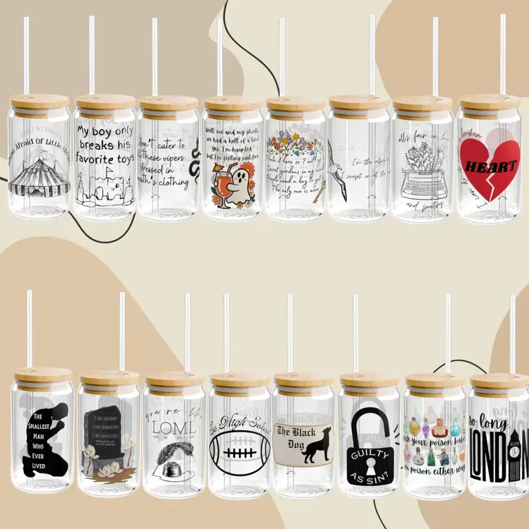 Tortured Poets Department 16oz Glass Sipper Cup, With Lid & Straw