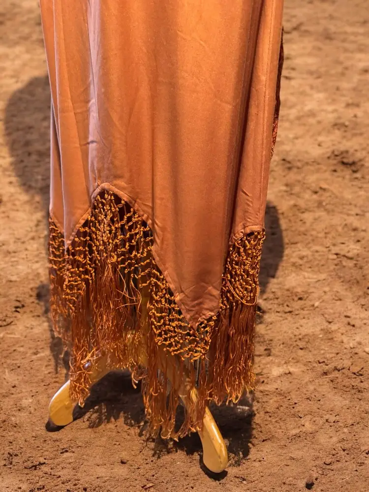 Vintage Boho Fringe Angled Bottom Dress