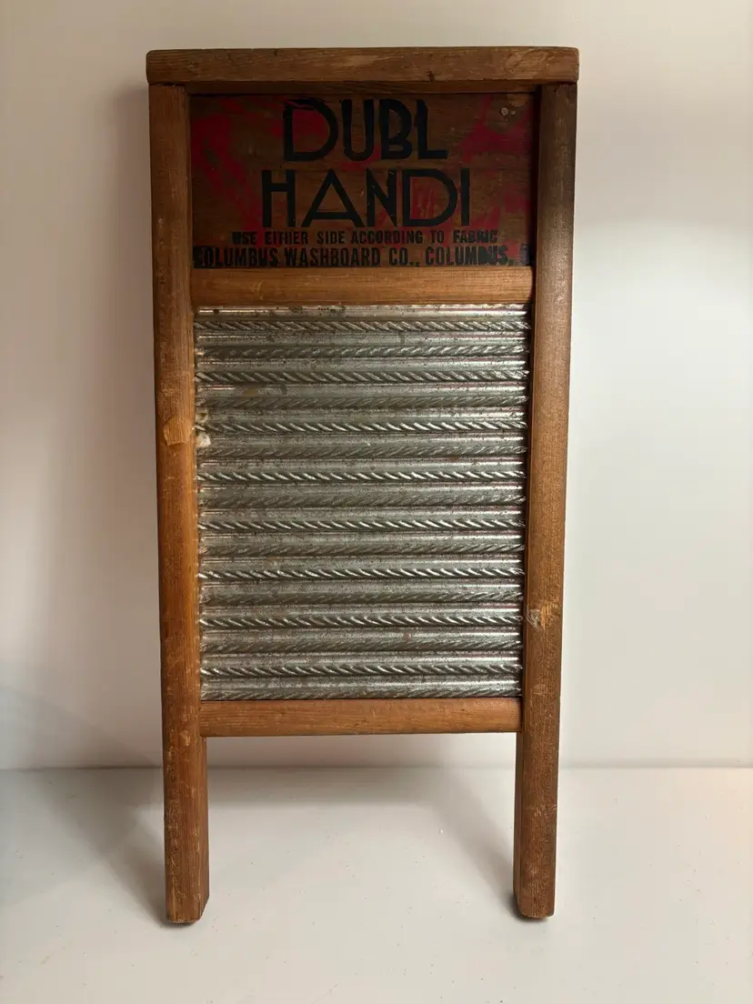 Dubl Handi Columbus Washboard Co Wood Metal Primitive Decor