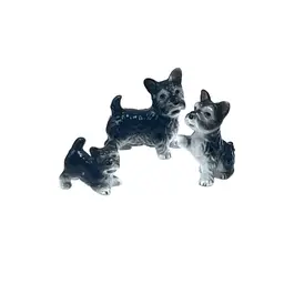 3 MINIATURE SCOTTIE DOGS Vintage Porcelain Scottish Terrier
