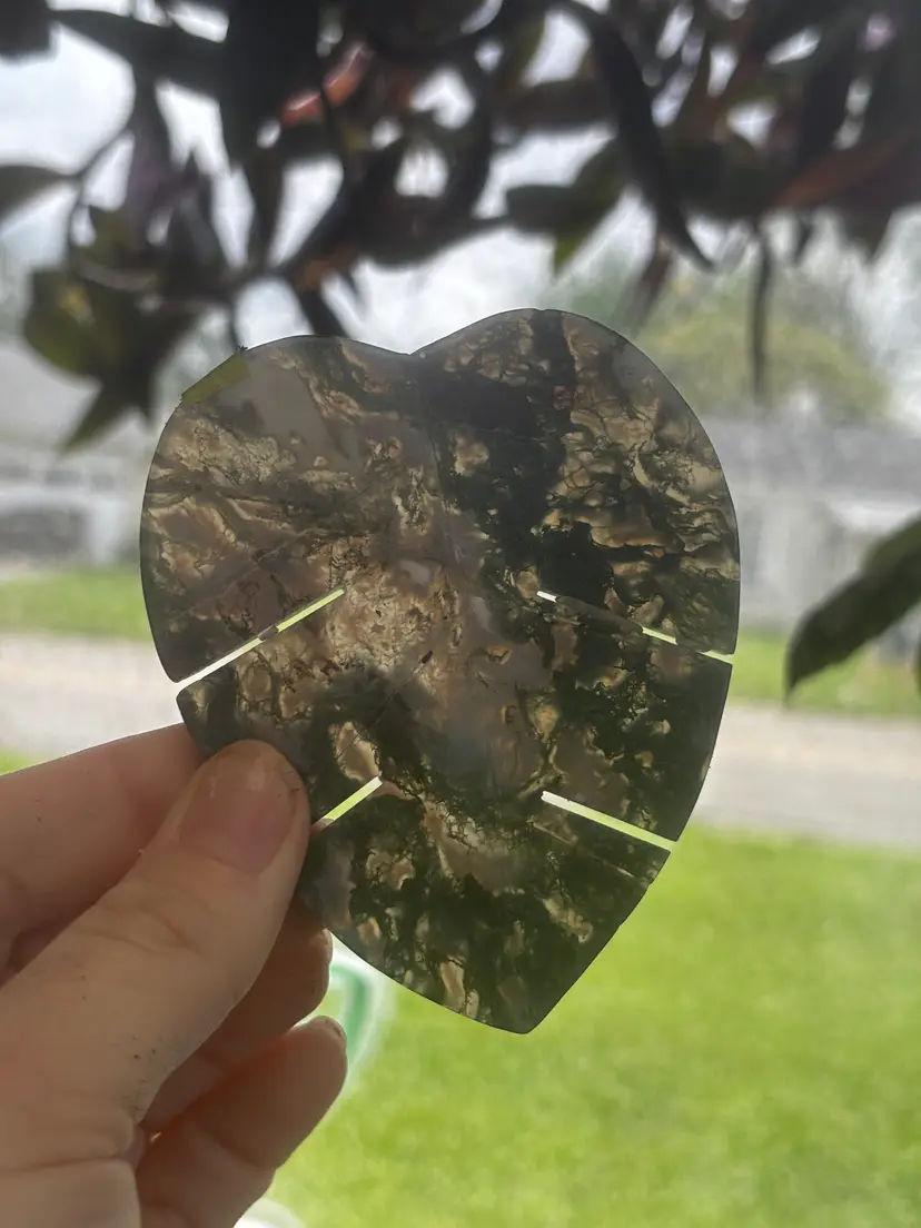 Moss Agate Monstera Leaf