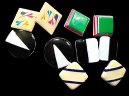 Lot Of 6 Enamel Pierced Earrings — Backs May Be Mismatched