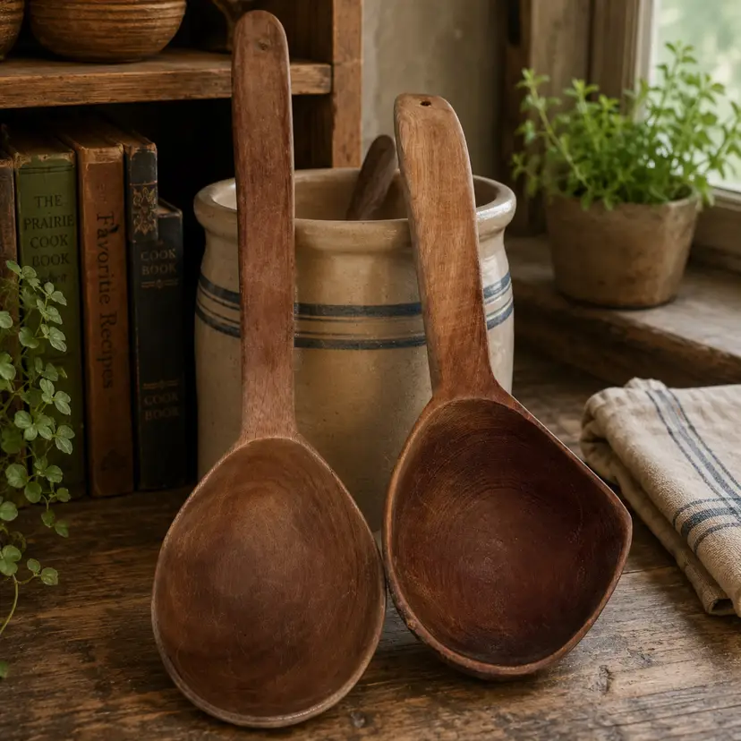 Primitive Farmhouse Butter Paddles | Rustic Hand Carved Wood Kitchen Decor