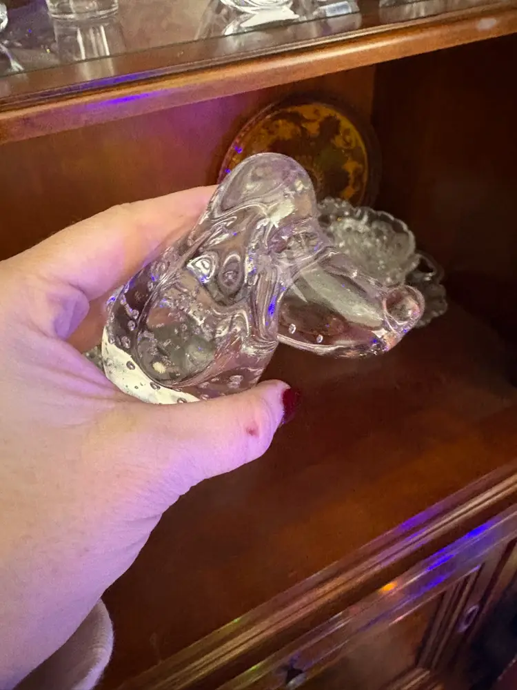 Clear, Controlled Bubbles. Clear Art Glass Dog.