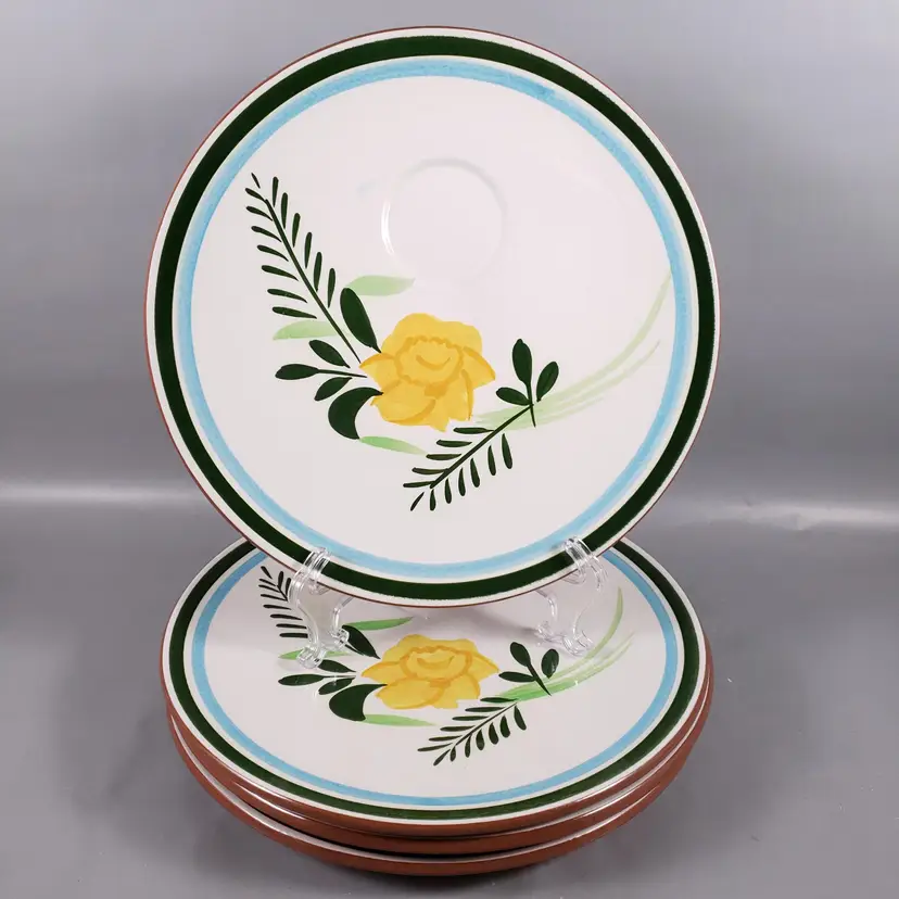 Vintage STANGL Pottery COUNTRY GARDEN Yellow Flower SNACK PLATE SET