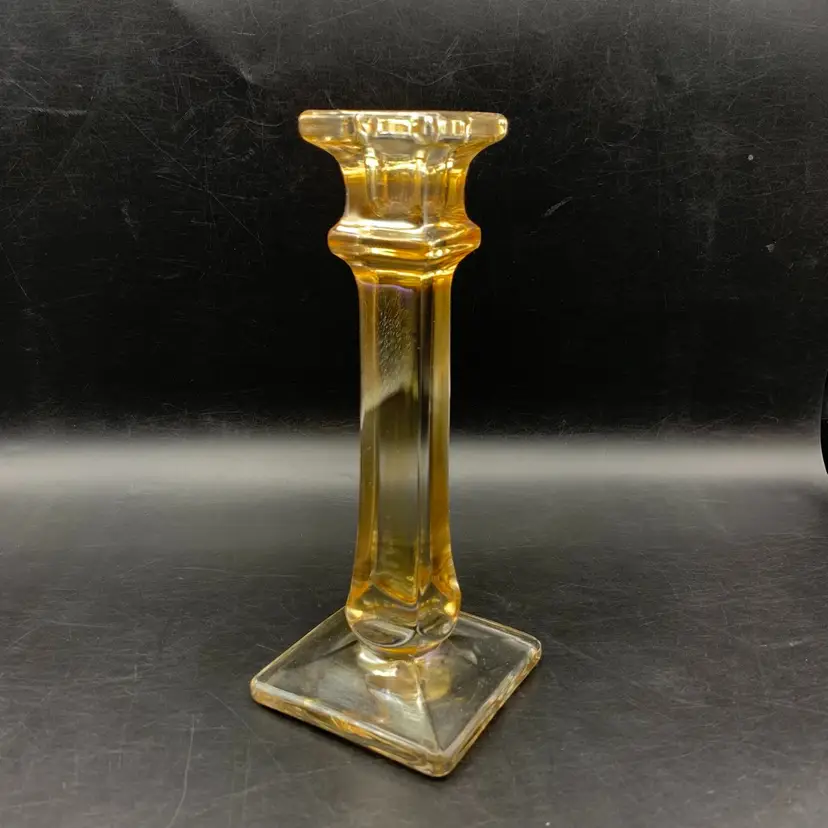 Pressed Glass Iridescent Crystal Candle Stick Holder Early 19th Century