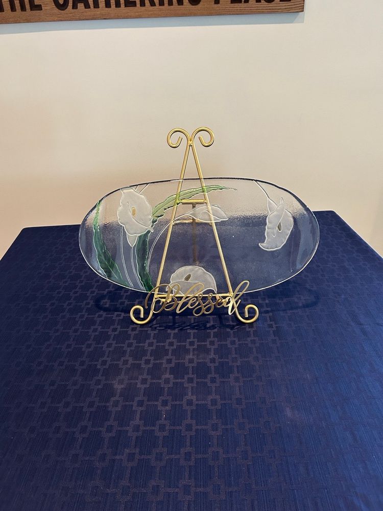 LE Smith Art Glass Calla Lily Platter 16.5 X 8.5 In. 2.5 #