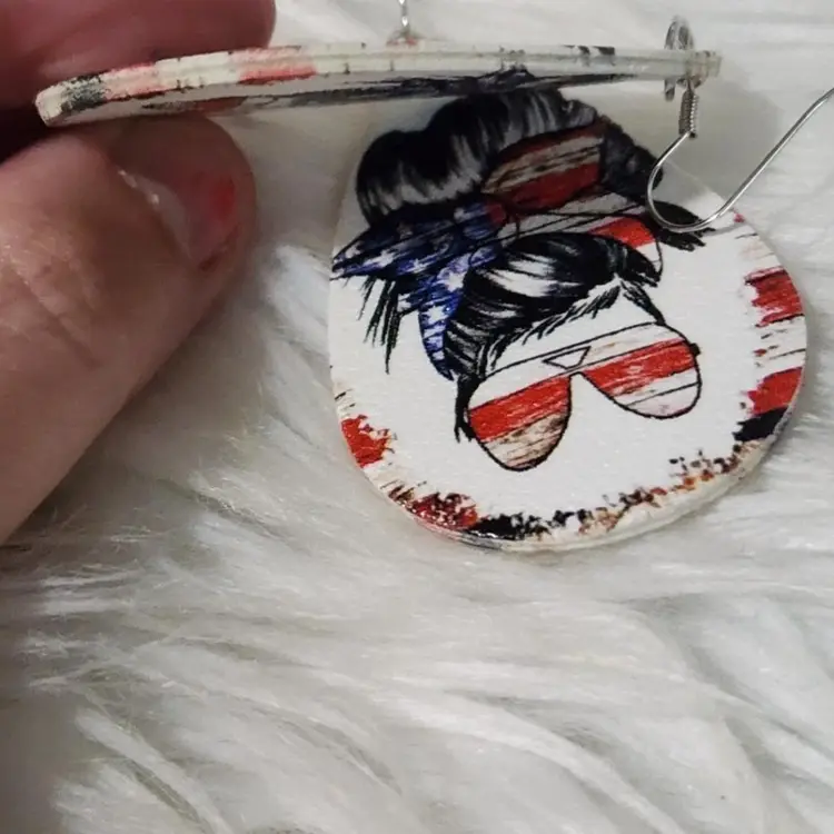 Messy Bun Fourth Of July Earrings