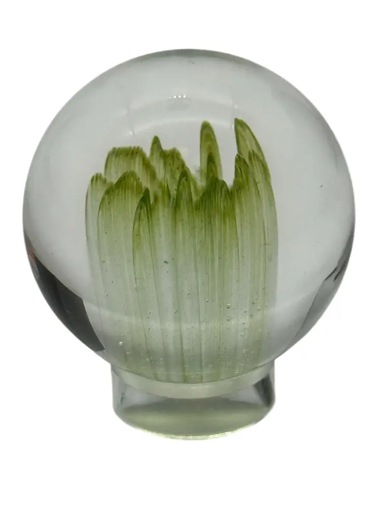 Green Implosion Art Glass Marble Unsigned