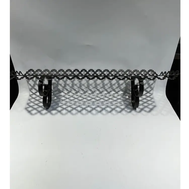 Vintage Pierced Metal- Lattice- Wall Shelf- 14” Long- Heart Shaped Brackets