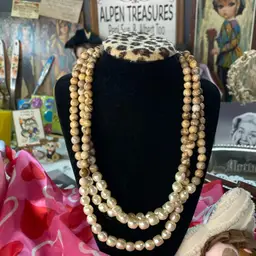 Triple Strand Coldwater Creek Earth Bead & Faux Pearl