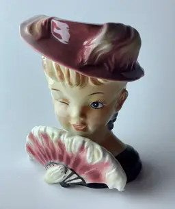 Vintage Ceramic Ladies Head Vase 1960s