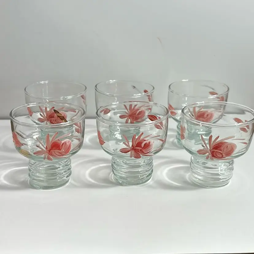 Set of 6 Small 2โ Hand Painted Sake or Liqueur Glasses