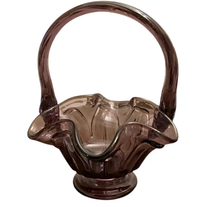 Fenton Small Amethyst Or Deep Plum Basket 6 1/2β X 5β