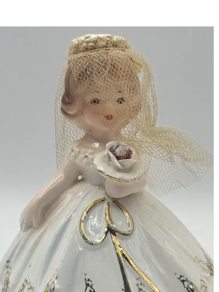Josef Originals Porcelain Figurine Bride With Tulle Fabric Veil