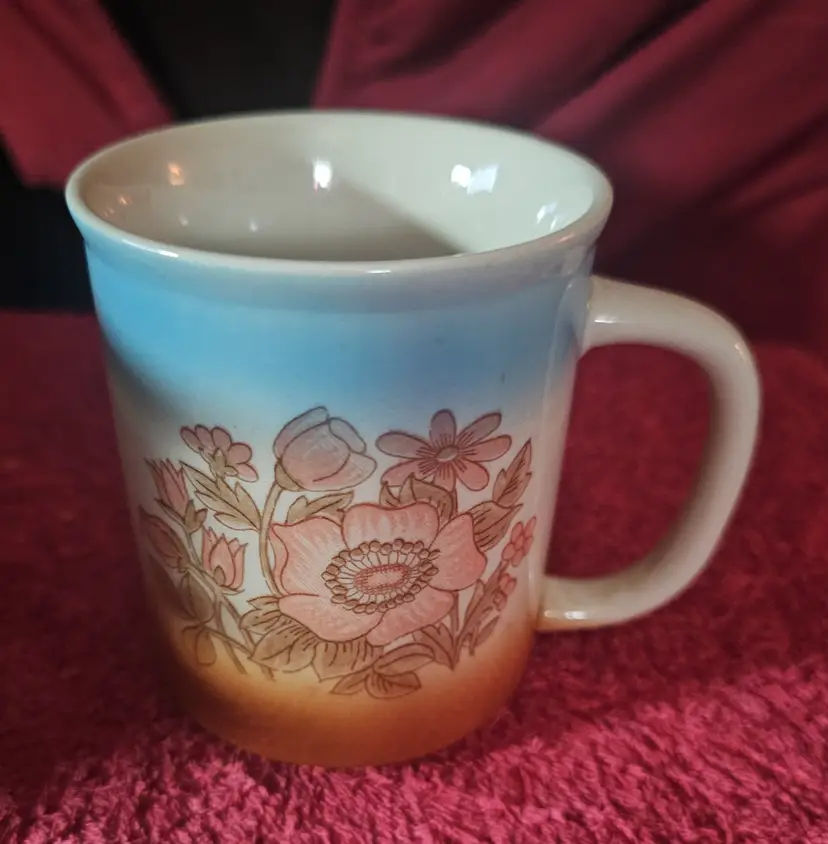 Cute Coffee Mug with Flowers on it - Three Color Background