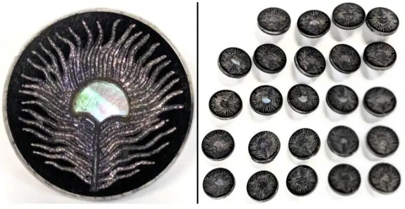 Antique Asthetic 1860 to 1900 Iridescent Peacock Feather Buttons