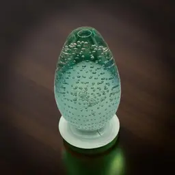 Vintage Teal Handblown Egg Shaped Paperweight, Controlled Bubbles