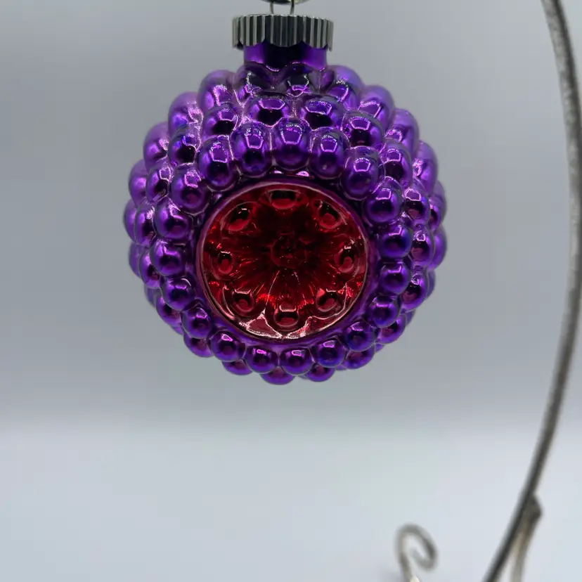 Christopher Radko Shiny Brite Jumbo Ripple Glass Ornament Purple/pink