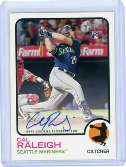 2022 Topps Heritage Cal Raleigh Rookie Auto