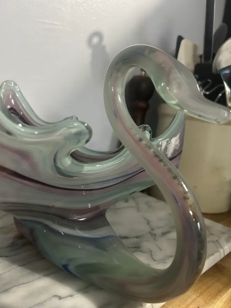 Morano Style Hand Blown Swan Bowl