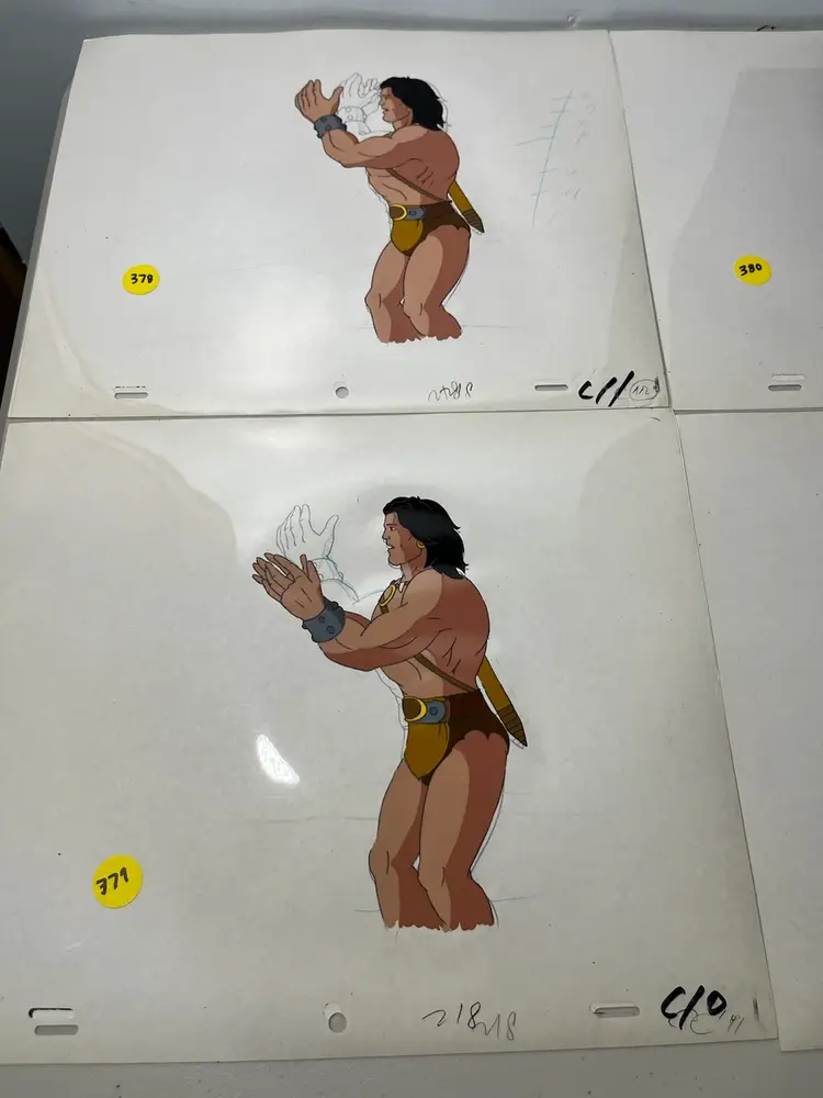 17-Conan the adventurer Animation CELS W/ Original Production Drawings Rare!